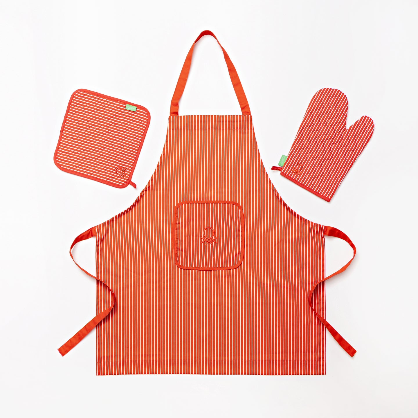 SET 3PC DELANTAL (DELANTAL +  MANOPLA + AGARRADOR)100% ALGODÓN 190GSM ROJO RAINBOW BE